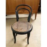 Antique Furniture, 19th century child's hoop back chair with ebonised finish and woven wicker