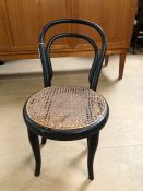 Antique Furniture, 19th century child's hoop back chair with ebonised finish and woven wicker