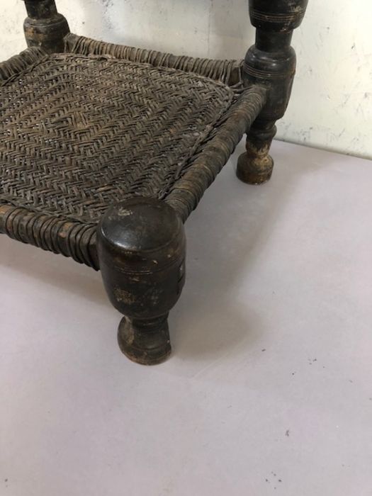 Antique furniture, Indian Punjabi style chair of traditional design with carved back panel and - Image 2 of 11