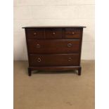 Furniture, late 20th century chest of drawers comprising of 2 drawers with 3 small drawers above