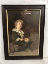 Pictures, a print of John Everett Millais "Bubbles" 1886 in its contemporary wooden frame