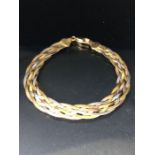 9ct Tri-colour woven Gold Bracelet approx 16cm in length and 5.1g