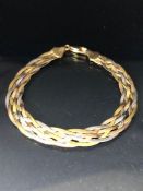 9ct Tri-colour woven Gold Bracelet approx 16cm in length and 5.1g