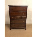 Furniture, late 20th century chest of drawers of interesting design, the run of 4 drawers being