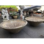 Two large conical garden planters each 77cm in diameter