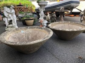 Two large conical garden planters each 77cm in diameter