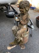 Garden statue of Pan playing pipes overall height approx 65cm tall