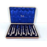 Fully hallmarked twelve piece Silver handled (EPNS blades) fruit knife and forks by makers
