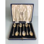 Set of six boxed hallmarked Silver spoons for Sheffield by maker Cooper Brothers & Sons Ltd