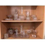 Glass Ware, a quantity of antique and vintage glass wares, to include decanters, dressing table set,