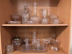 Glass Ware, a quantity of antique and vintage glass wares, to include decanters, dressing table set,