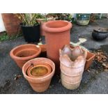 Collection of terracotta pots and chimneys (8) tallest chimney 51cm tall