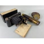 Scientific interest, 3 draw t telescope with leather binding, 1922 Folding Autographic Brownie