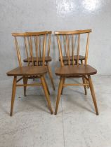 Mid century furniture, 4 Ercol blond stick back dining chairs BS 1960 2056