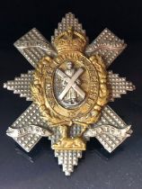 Military Interest: The Royal Highlanders Black Watch Plaid Brooch with makers plaque to reverse