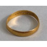 22ct Gold ring fully hallmarked and size K approx 1.1g