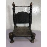 Antique furniture, Indian Punjabi style chair of traditional design with carved back panel and