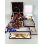 Costume Jewellery, a quantity of vintage costume jewellery, to include strings of beads, pearl