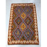 Oriental rug, Hand Knotted wool Chobi Kilim with geometric designs 130 x 85cm