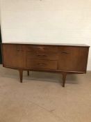 Mid century furniture, Mcintosh Novia sideboard on central tapered legs, comprising of 2 cupboards