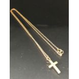 9ct Gold Cross on a fine necklace chain also 9ct and approx 40cm in length and 1.2g