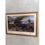Military interest, large framed military print of the 24th regiment at The Battle of Rorke's