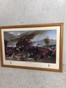 Military interest, large framed military print of the 24th regiment at The Battle of Rorke's