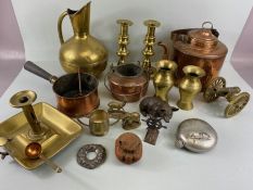 Copper and Brass wares, a collection of copper, brass and other items to include , a glue pot,