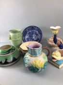 decorative ceramics , mixed lot of ceramics to include Native American Navajo bowl, Majolica Jug,