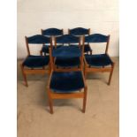 20th century furniture, set of 6 1970s dining chairs with hexagonal legs and back supports