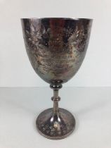 Large Hallmarked Silver Victorian Trophy cup engraved "1898 ..... Christmas Show .... Best Beast"