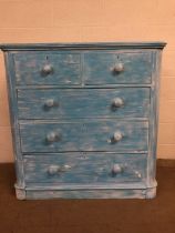 Antique Furniture, chest of drawers with a run of 3 drawers and 2 above on pelmet base,
