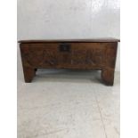 Antique Furniture, !7th / 18th century provincial 6 plank Elm chest / coffer with iron hinges and