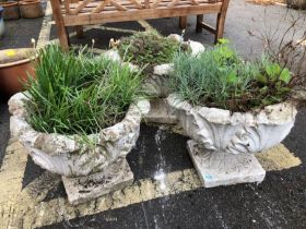 Three white painted garden planters each approx 38cm tall