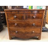 Antique furniture, 19th Century polished mahogany bow fronted chest of drawers, run of 2 drawers