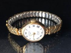 9ct Gold cased wristwatch by Rotary, 17 Jewels with INCABLOC movement, white dial and Roman numerals