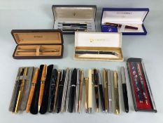 Large collection of mostly vintage pens, fountain pens. Some boxed sone rolled gold to include