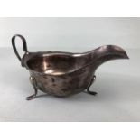 silver, English silver hallmarked sauce boat on 3 legs Sheffield 1881 approximately 97.3g