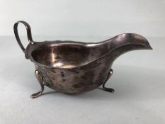 silver, English silver hallmarked sauce boat on 3 legs Sheffield 1881 approximately 97.3g