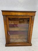 Edwardian inlaid two shelf bookcase or display case, large glass fronted door, original key,