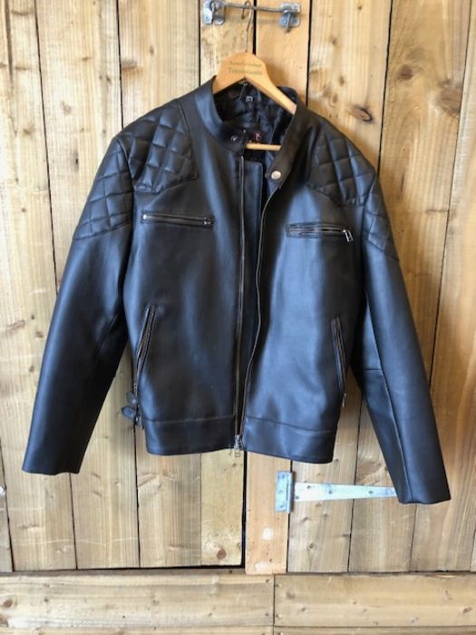 Vintage Clothing , 1 black leather biker style jacket, labelled size large