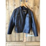 Vintage Clothing , 1 black leather biker style jacket, labelled size large
