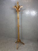 Coat stand, modern light wood coat and hat stand on tripod base approximately 79 cm high