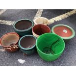 Collection of glazed garden pots (7)