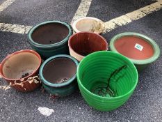 Collection of glazed garden pots (7)