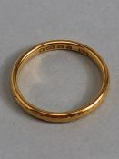 Fully hallmarked 22ct Gold ring size approx J and 2.2g