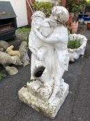 White painted statue garden water feature height 76cm