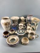Good collection of Honiton Ware to include jugs, vases, trinket dishes etc, including 'Leaping Deer'