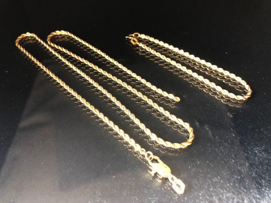 9ct Gold Bracelet and necklace set of woven strand design the necklace as found total weight