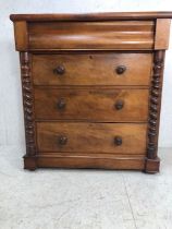 Antique furniture, 19th century Polished mahogany chest of drawers, run of 3 deep drawers with